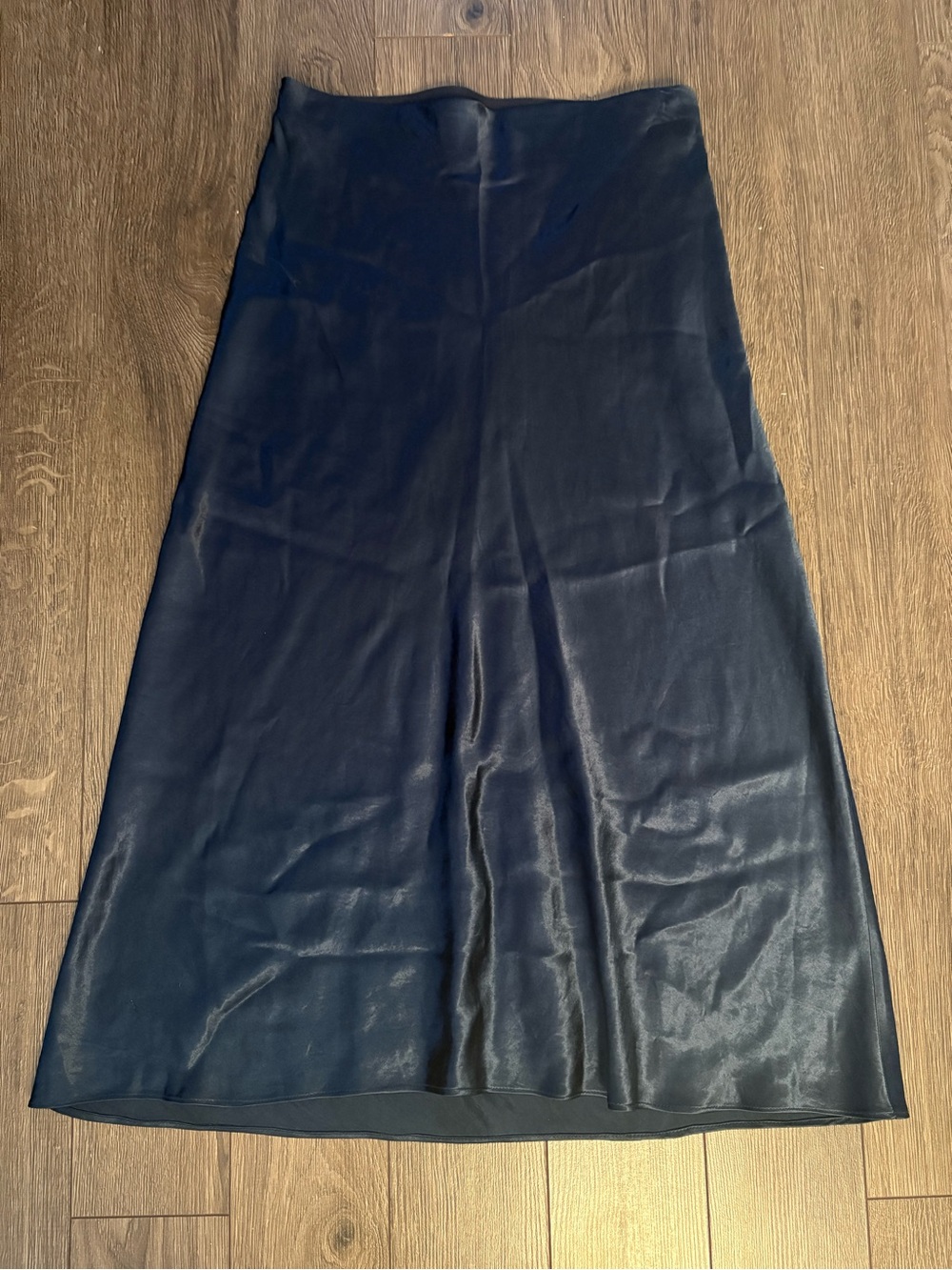 Babaton Navy Satin Midi Skirt